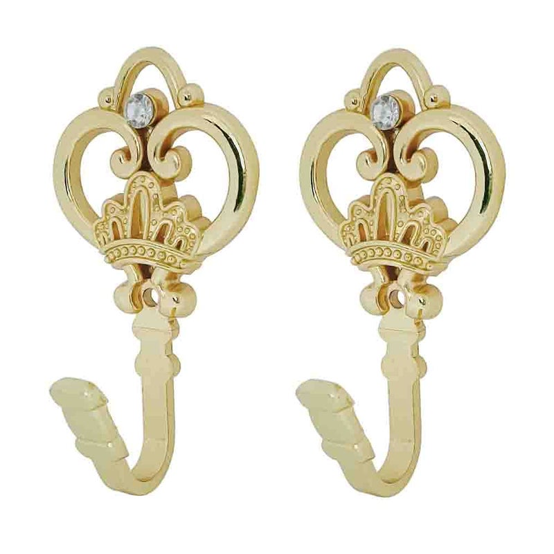 Cucumis Crown Curtain Wall Hook Household Clothes Hanging Hook Window Drapery Medallion Holdbacks, Curtain Tiebacks, Wall Hook, Tassel Holder 1 Double (Gold) - Image 1